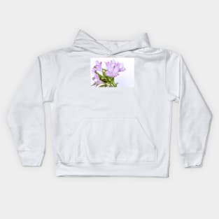 Fresh purple Alstroemeria flowers isolated on white background Kids Hoodie